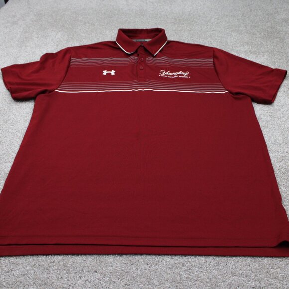 Under Armour Polo Shirt Mens XL Red UA Yuengling Logo Heatgear Loose Fit S/S - Picture 2 of 14